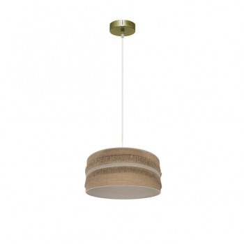 Distribuidor - Lâmpadas Diversas | Colgantes Moderno | COLGANTE NATALIA 1XE27 CUERO/SACO-BEIS REGX30X30CM Ref: 188593015